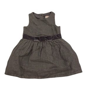 Cat and Jack Gray Velvet Bow Metallic Holiday Dress Size 18 Months